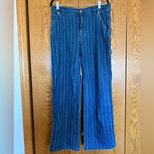 GAP Blue Striped 90s Loose Carpenter Mid Rise